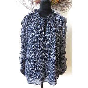 Express Chiffon Blouse with cold shoulder/long sleeves  L  NWOT